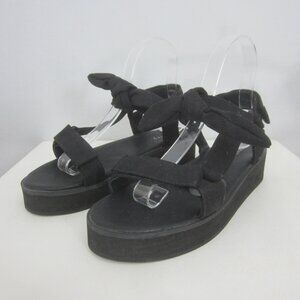 Poetry Womens 6 Alicia Black Ankle Strap Platform Removable Bows Sandals UK 4